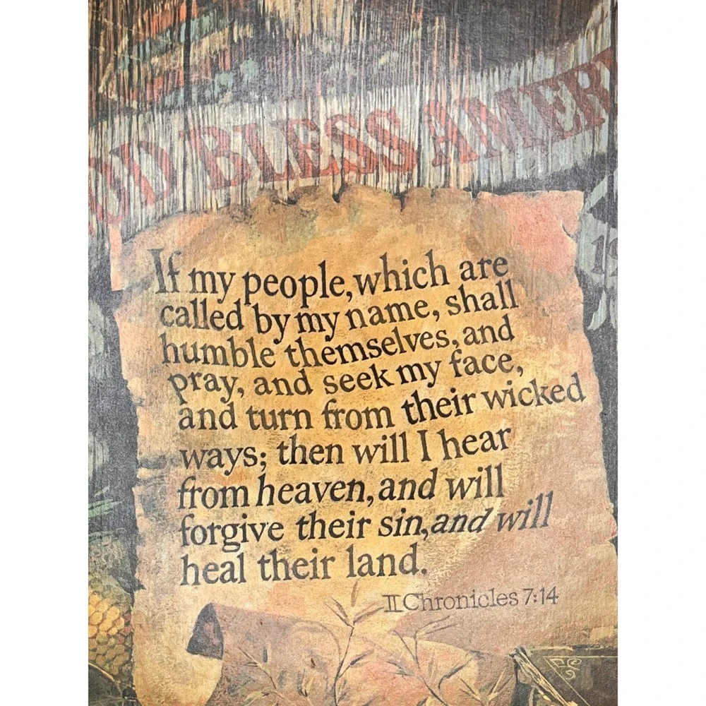 God Bless America Decoupage‎ Wall Art II Chronicles 7:14 Christian Decor 12